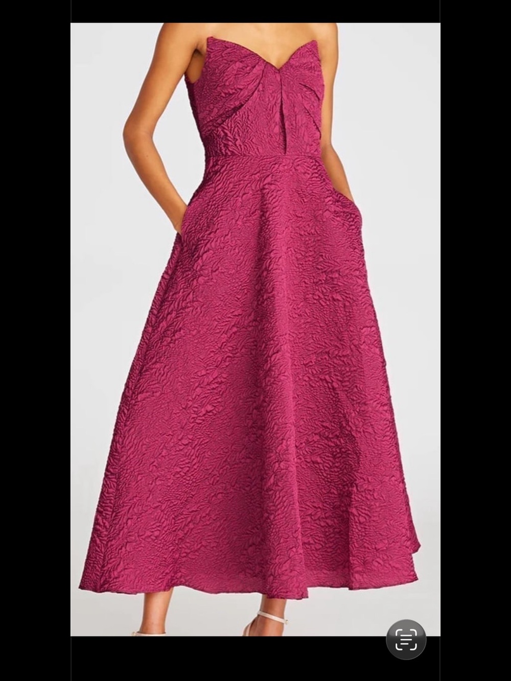 Theia Strapless Textured A-Line Dress in Fuchsia